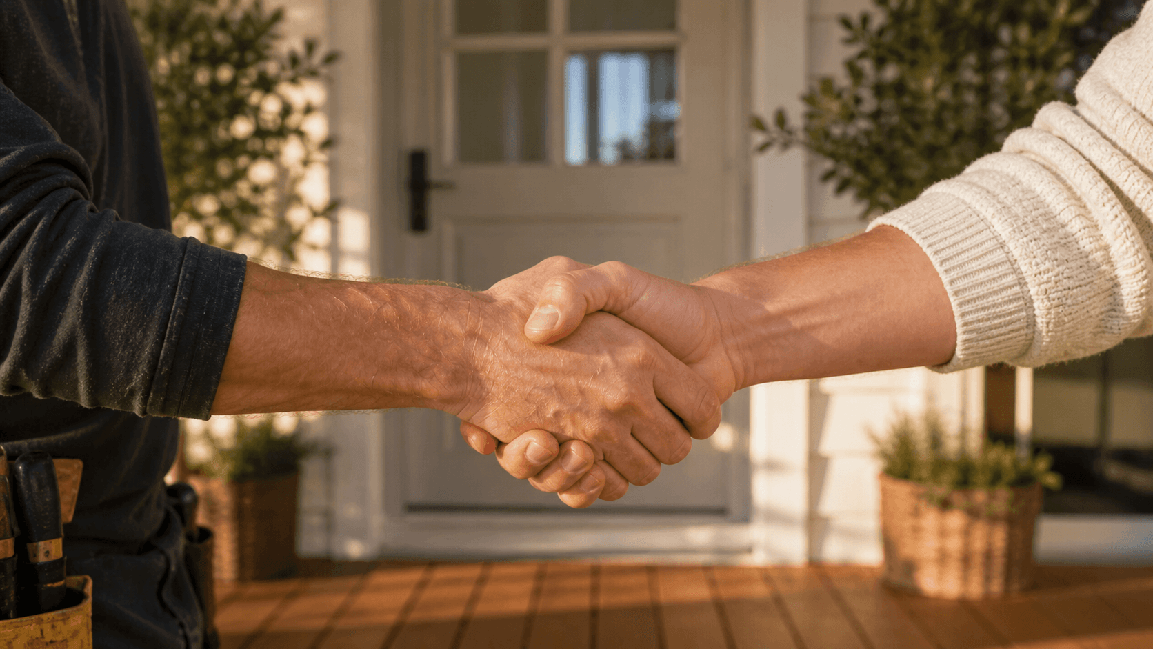 A handshake between handyman and homeowner